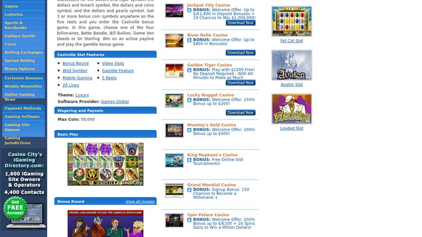 Cashville — Paytable and symbol values