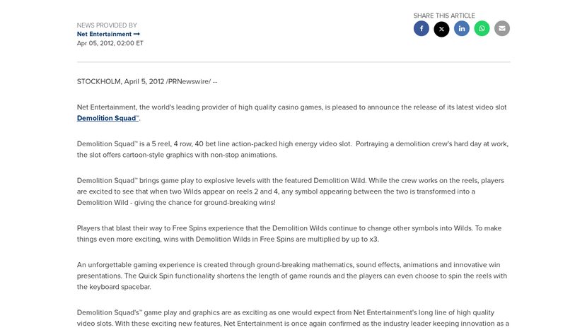 Demolition Squad — Paytable and symbol values
