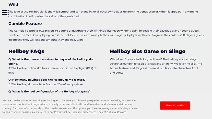 Hellboy — Game interface and provider view