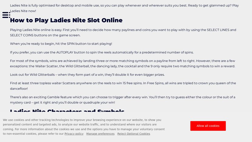 Ladies Nite — Theme, design and symbol layout