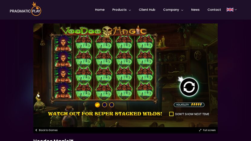 Voodoo — Game interface and provider view
