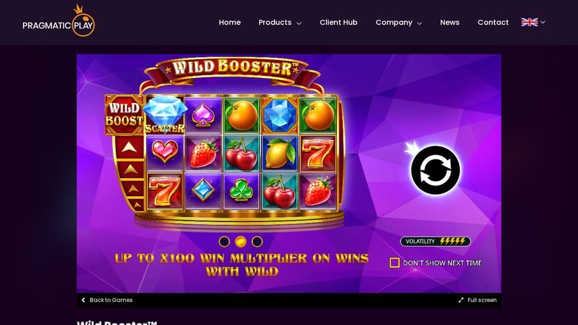 Wild Booster — RTP and volatility breakdown view