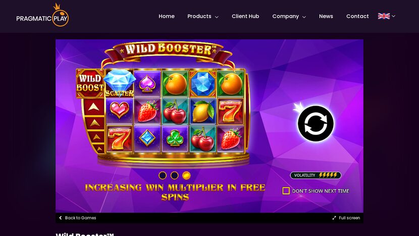 Wild Booster — Game interface and provider view